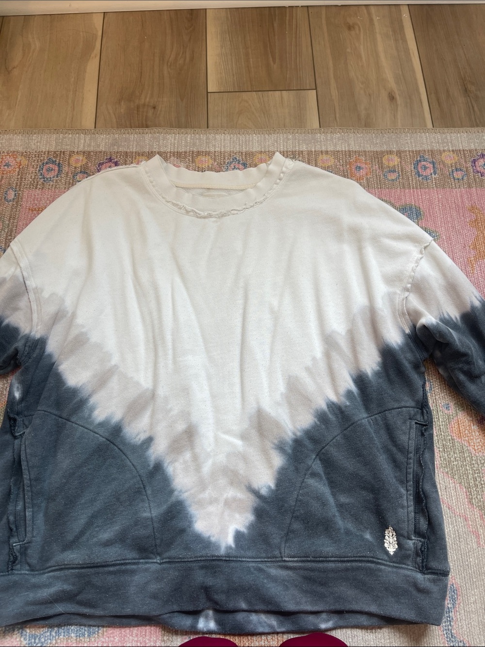 FP Movement Tie-Dye Dip Dye Crewneck Sweatshirt in White, Gray & Navy